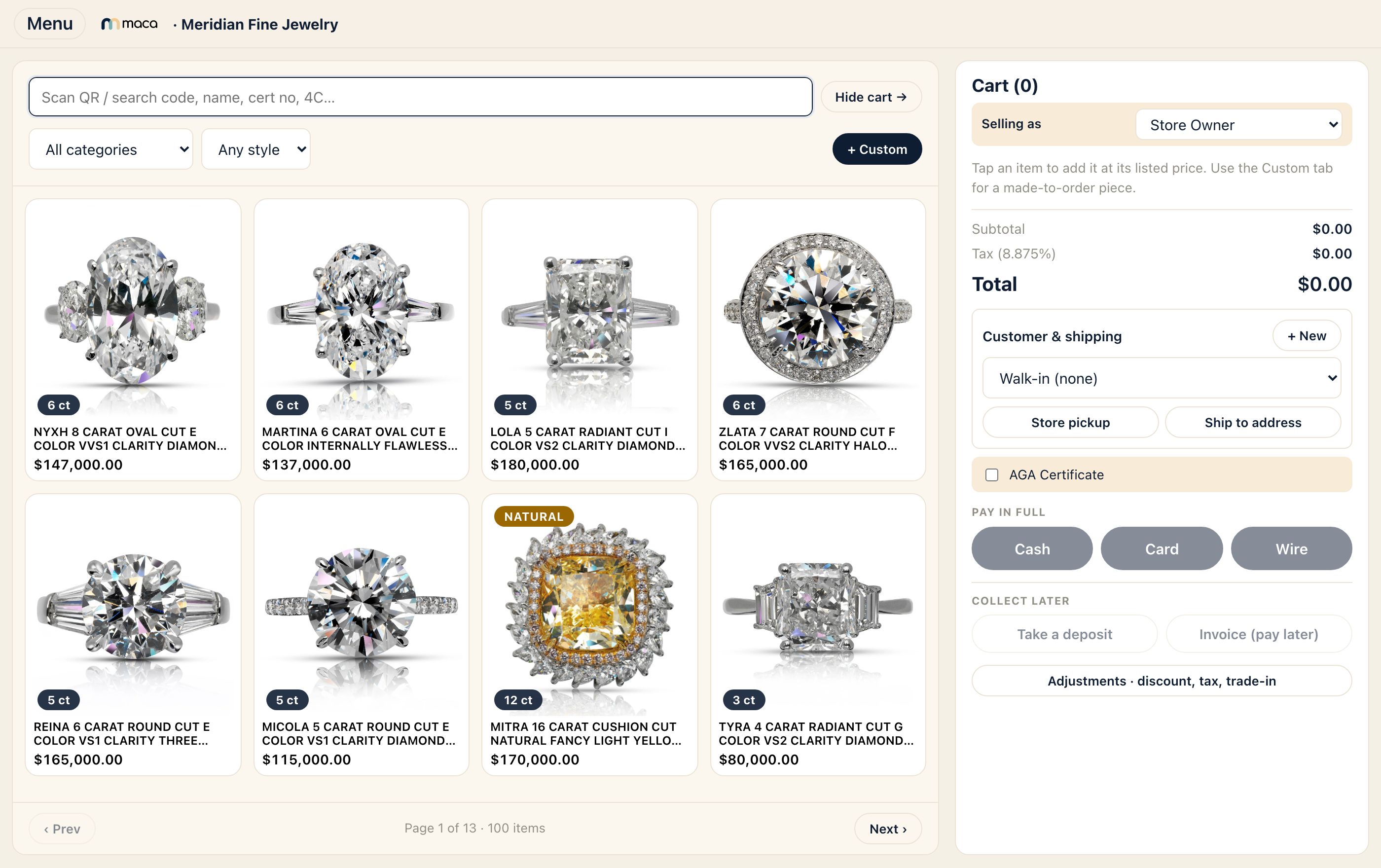 The maca point of sale